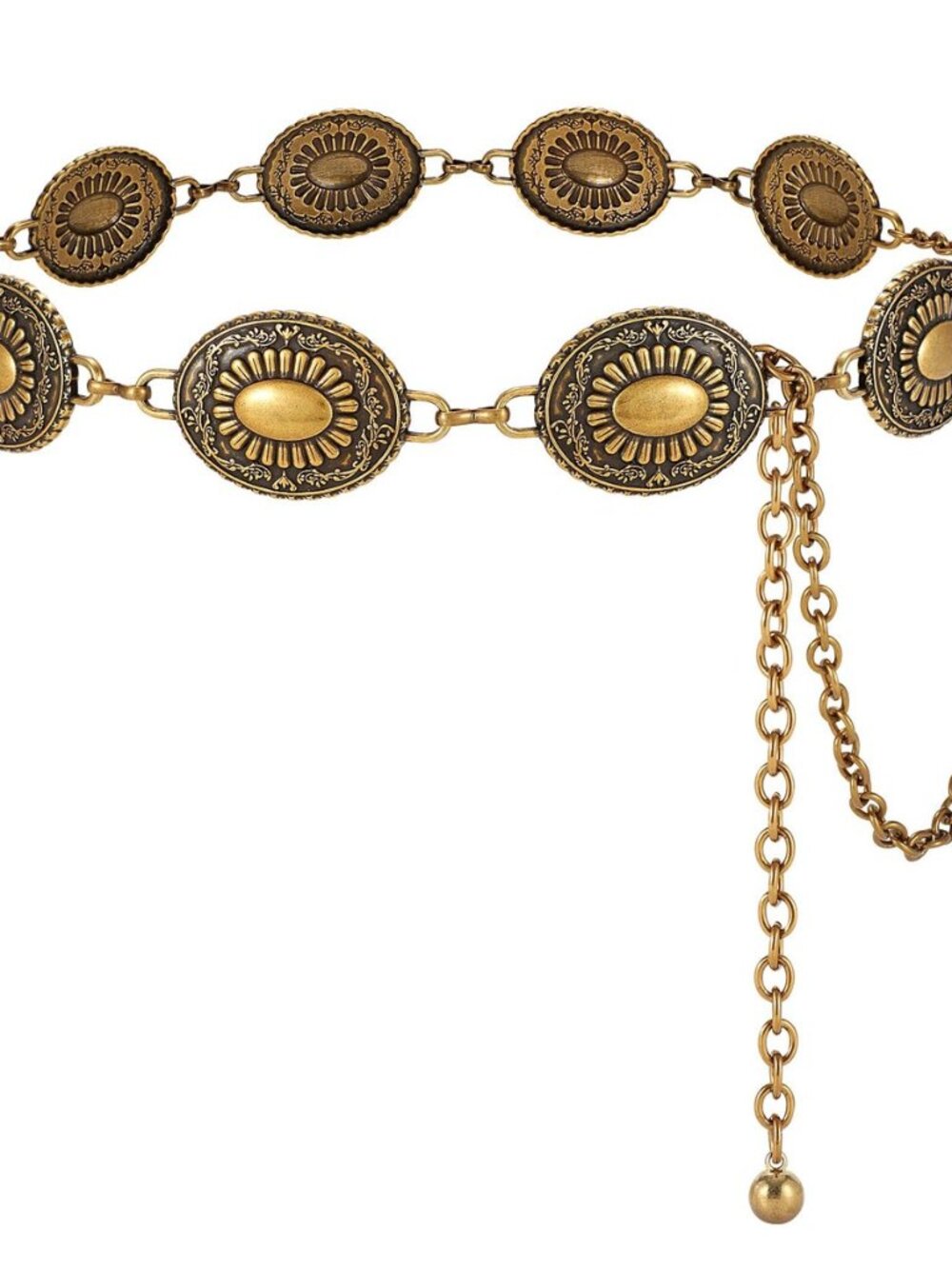 Western Concho Belt for Women – Gold Chain Cowgirl Boho Belt for Dresses, Jeans